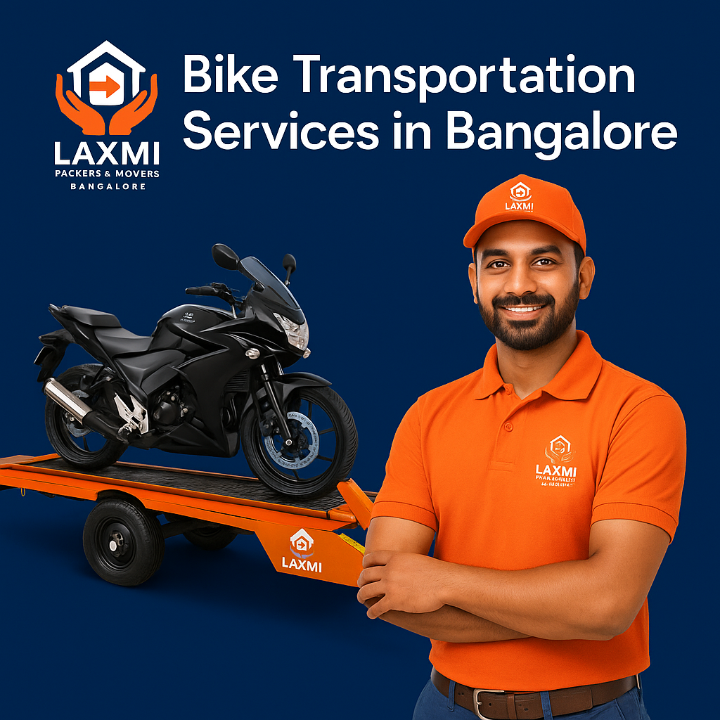 Professional bike transportation service in Bangalore with secure packing, hydraulic loading=